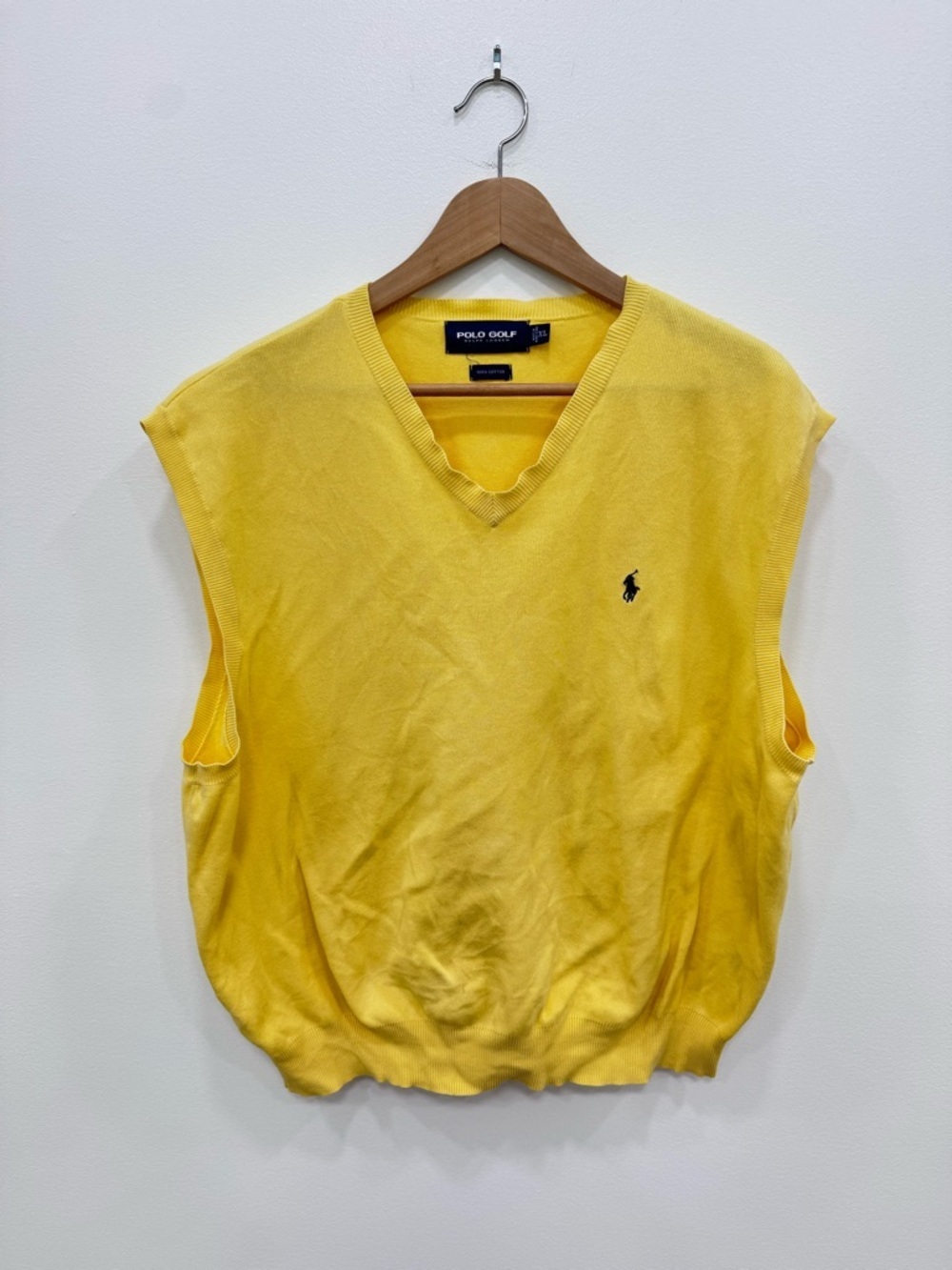Vintage Polo Ralph Lauren Vest 100% Cotton Size XL yellow preppy